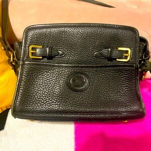 Black dooney & bourke Leather Crossbody Bag with Gold Buckle Accents